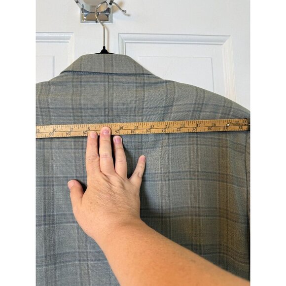 Paul Frederick Grey & Blue Plaid Men's Wool Sport Jacket Size 42R - Picture 4 of 12